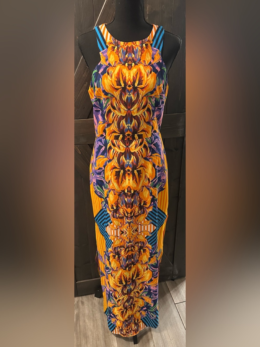 Gianni Bini Vibrant Floral Maxi Dress in Yellow and Purple - Size M